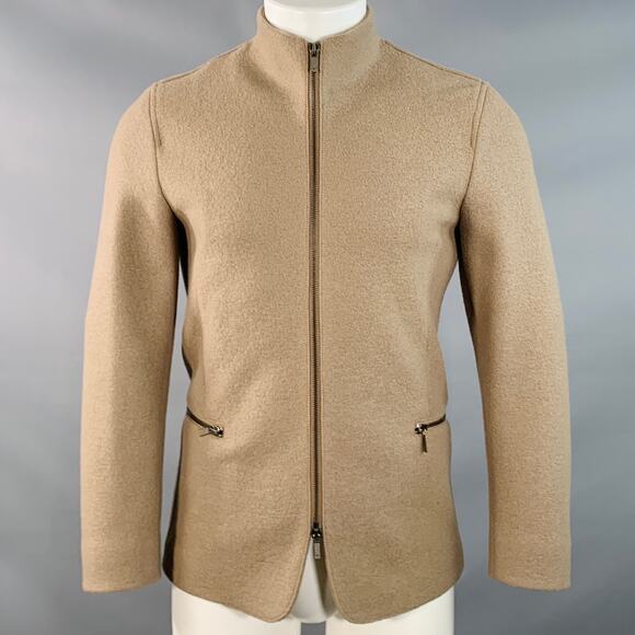 EMPORIO ARMANI Size 36 Tan Wool Two Pockets Zip Up Jacket - Picture 1 of 6